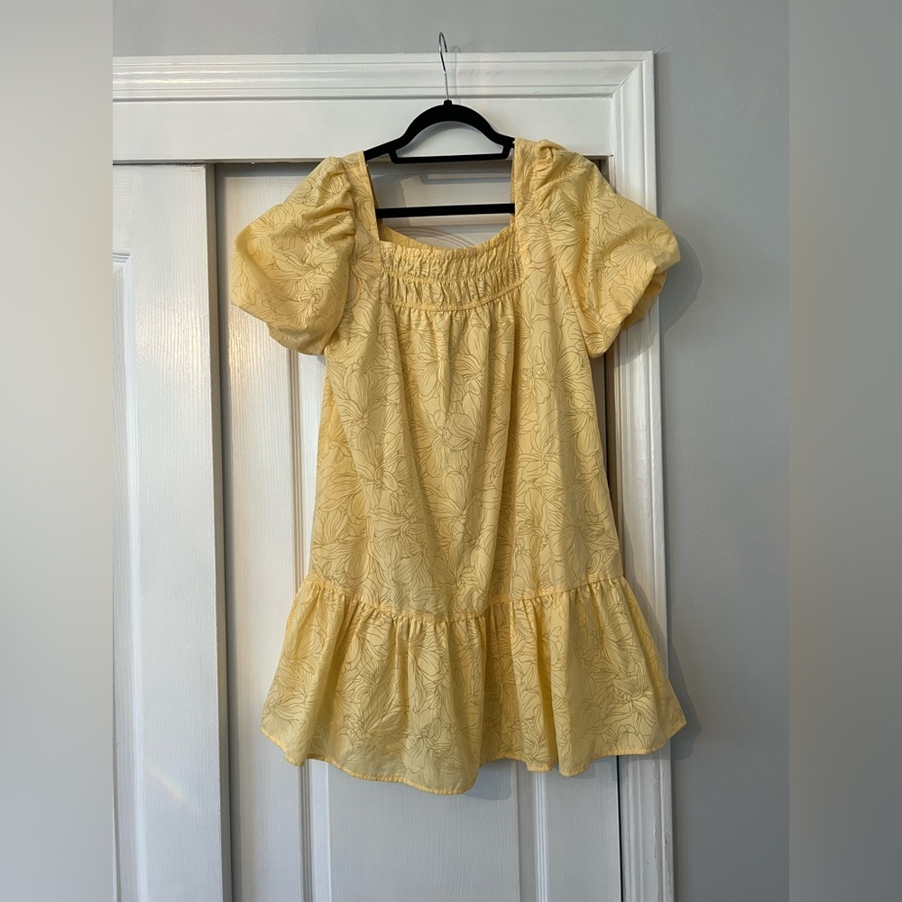 Moon River Babydoll puff sleeve mini dress